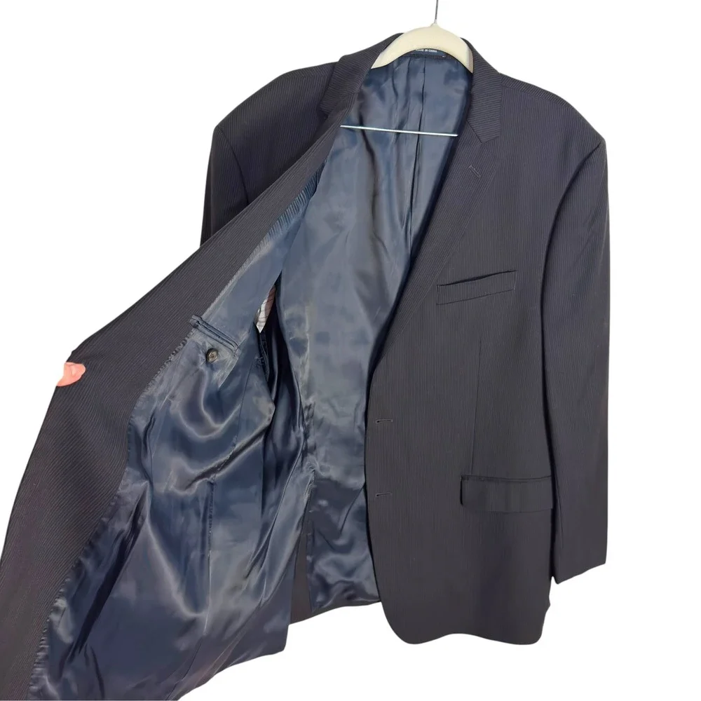 Ralph Lauren Blazer 48R Navy Pinstripe Wool 2-Button Suit Jacket Professional